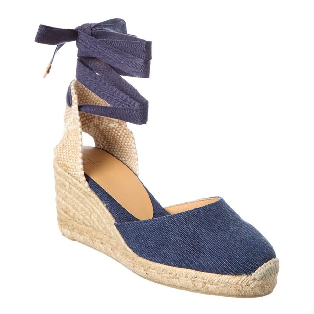 Castañer Carina Canvas Wedge Sandal, Blue